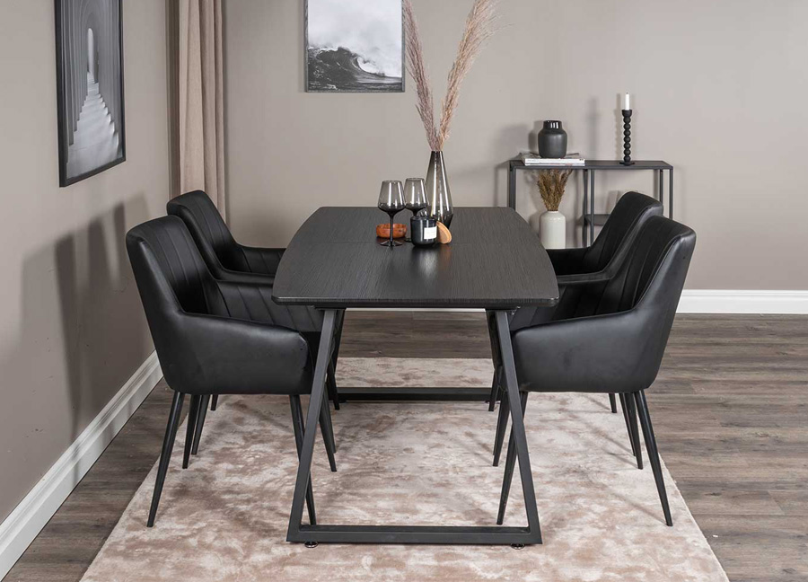 chaise de table confortable en simili cuir noir